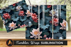 Lotus Floral Pattern Tumbler Png Design Product Image 1
