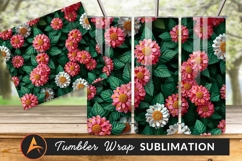 Pink And White Flowers With Green Leaves Tumbler Product Image 1