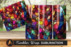 Colorful Abstract Stained Glass Tumbler Png Design Product Image 1