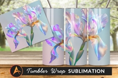 Iridescent Iris Flowers Floral Design Tumbler Png Product Image 1