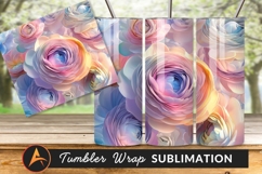Pastel Ranunculus Flowers Tumbler Png Design Product Image 1