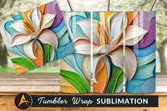 Abstract White Lily Flower Art Background Tumbler Png Product Image 1