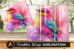 Colorful Bird Watercolor Art For Tumbler Png Product Image 1