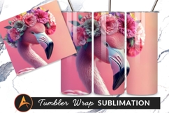 Flamingo With Flower Crown Pink Background Art Product Image 1