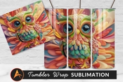 Colorful Artistic Owl Tumbler Png Design Product Image 1