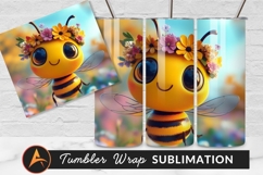 Cute Cartoon Bee With Flower Crown Tumbler Product Image 1