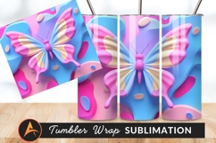 Stylized Butterfly On Abstract Background Tumbler Png Product Image 1