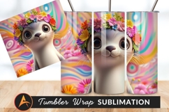 Cute Animal With Flower Crown Tumbler Png Product Image 1