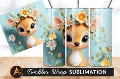 Cute Cartoon Deer Wearing Flower Crown Tumbler Png Product Image 1