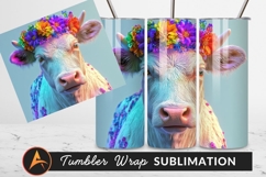 Cow With Flower Crown Tumbler Png Product Image 1