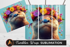 Otter Wearing Flower Crown Looking Upwards Tumbler Png Product Image 1