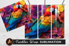 Macaw Parrot On Bright Flower Background Tumbler Png Product Image 1