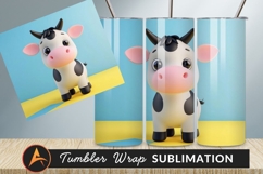 Cute Cartoon Cow Adorable Animal Tumbler Png Product Image 1