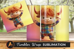 Happy Cartoon Bull Mascot In Plaid Shirt Tumbler Product Image 1