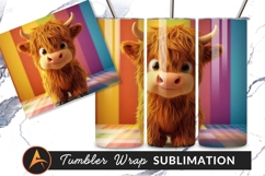 Cute Highland Cow Cartoon Character Tumbler Png Product Image 1