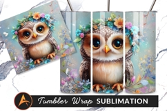 Cute Owl With Flower Crown Tumbler Png Product Image 1