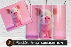 Cute Baby Piglet Pink Background Tumbler Png Product Image 1