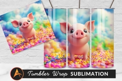 Cute Pink Piglet In Colorful Landscape Tumbler Product Image 1