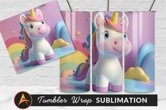 Cute Cartoon Unicorn With Rainbow Mane Tumbler Product Image 1