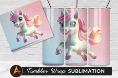 Cute Unicorn Leaping On Pastel Background Tumbler Product Image 1