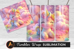 Cute Cartoon Unicorn Character With Pastel Colors Tumbler Product Image 1