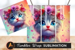 Adorable Kitten With Flowers Tumbler Png Product Image 1