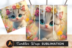 Cute Kitten With Flower Crown In Garden Tumbler Product Image 1