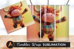Cute Highland Cow In Plaid Outfit Tumbler Product Image 1