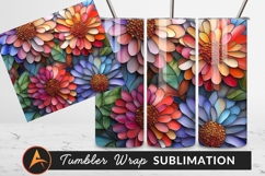 Colorful Stained Glass Floral Design Tumbler Png Product Image 1