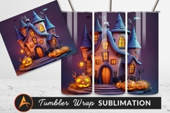 Halloween Spooky Castle With Pumpkins Tumbler Png Product Image 1