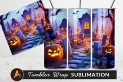 Halloween Graveyard Scene With Pumpkins At Night Tumbler Product Image 1