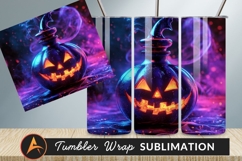 Halloween Pumpkin Tumbler Png With Neon Smoke Product Image 1
