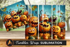 Cartoon Halloween Pumpkins With Funny Faces Tumbler Product Image 1