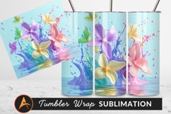 Colorful Flowers Paint Splash In Water Tumbler Png Product Image 1