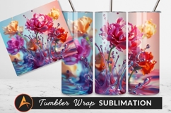 Colorful Flowers With Tumbler Png Water Splash Product Image 1