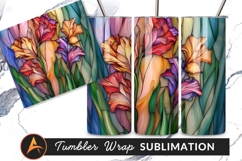 Stained Glass Floral Art Tumbler Png Design Product Image 1