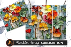 Floral Stained Glass Art Tumbler Png Product Image 1