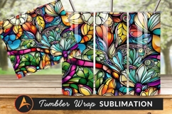 Colorful Floral Stained Glass Digital Illustration Product Image 1