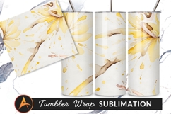Watercolor Woman With Golden Floral Elements Tumbler Png Product Image 1