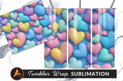 Pastel Hearts On Blue Background Tumbler Png Product Image 1
