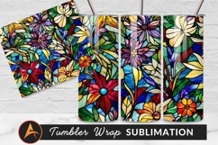 Floral Stained Glass Pattern Tumbler Png Design Product Image 1