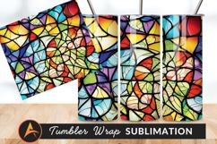 Colorful Abstract Stained Glass Pattern Tumbler Png Product Image 1
