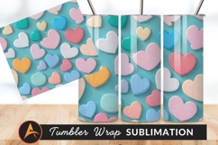 Pastel Heart Pattern For Tumbler Png Design Product Image 1