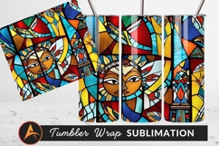 Colorful Stained Glass Sun Face Tumbler Art Product Image 1