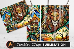 Lion Stained Glass Vibrant Mosaic Tumbler Art Product Image 1