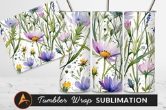 Watercolor Floral Pattern Tumbler Png Background Product Image 1