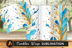 Watercolor Splash Blue And Gold Tumbler Png Product Image 1