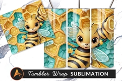 Cute Cartoon Bee On Honeycomb Background Tumbler Png Product Image 1