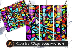 Vibrant Stained Glass Floral Pattern Tumbler Png Product Image 1