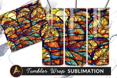 Stained Glass Floral And Sunrise Design Tumbler Png Product Image 1
